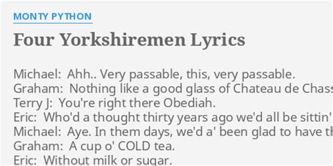 four yorkshiremen script|Four Yorkshiremen .